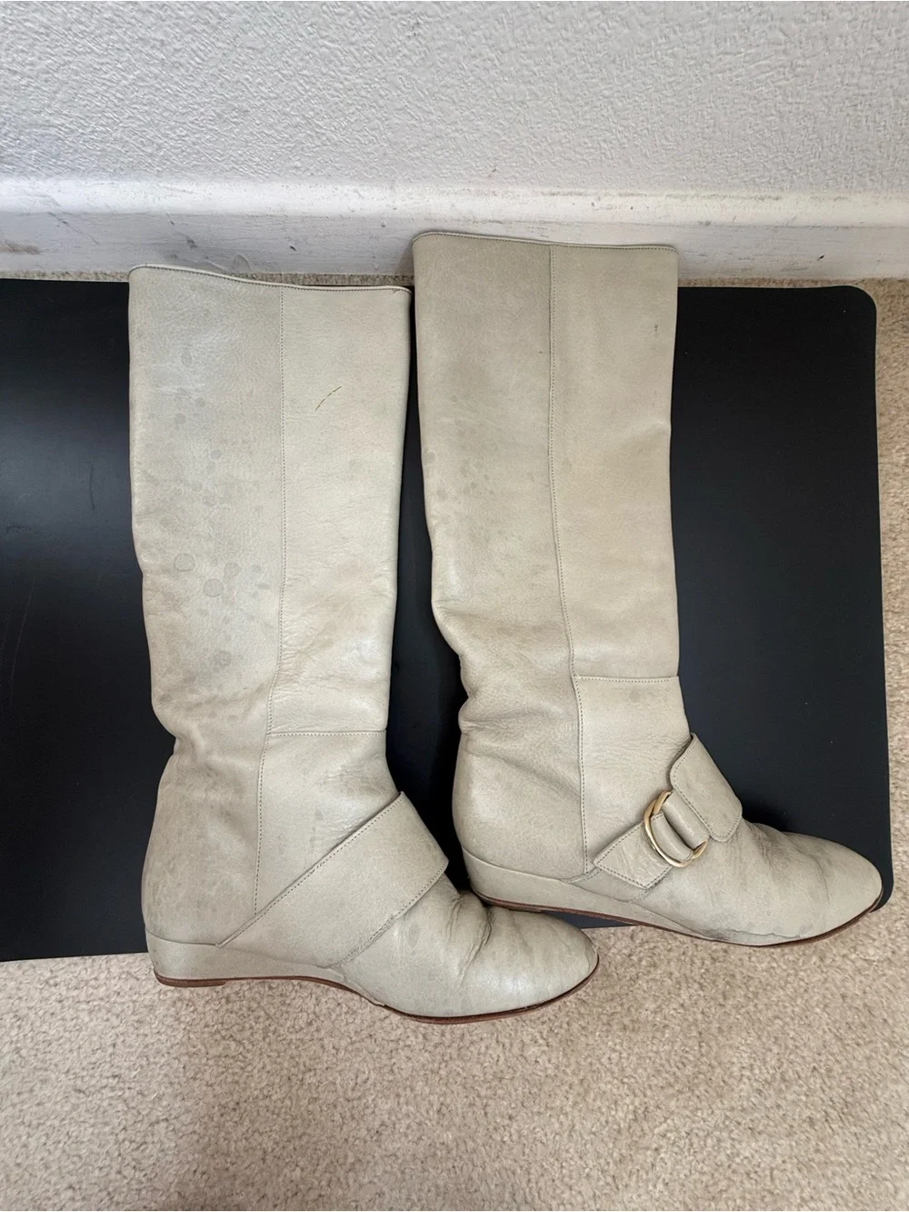 Loeffler Randall Light Grey Knee high Leather Boots